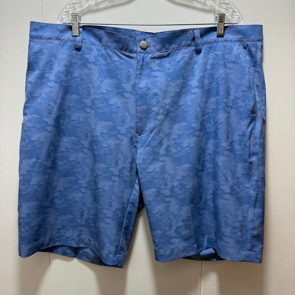 Peter Millar‎ Men's Size 42 Blue Camo Golf Shorts Flat Front Performance Stretch
